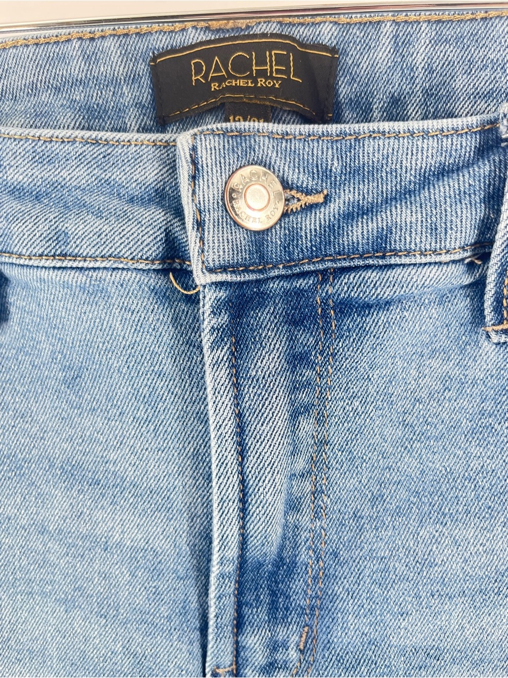 Rachel Rachel Roy Vixen Distressed Straight Jeans 12/31 Light Wash Stretch Denim - Picture 4 of 8